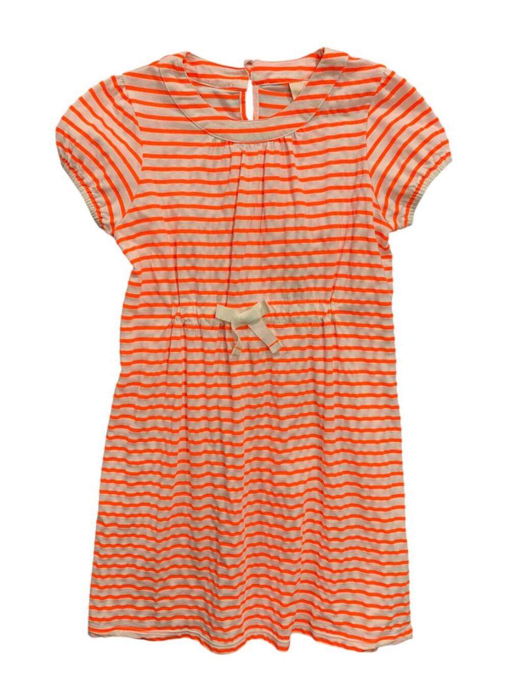 7-8 Years Mini Boden Girls Striped Neon White Striped Knit Dress